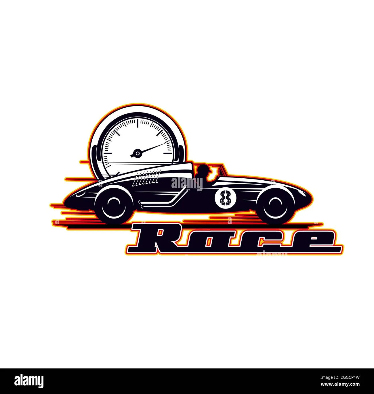 Car Racing Icon Vintage Vehicle Races And Speed Rides Vector Symbol Old Motors And Sport Car Rally And Speed Drift Or Drag Racing Championship Spo 2GGCP4W